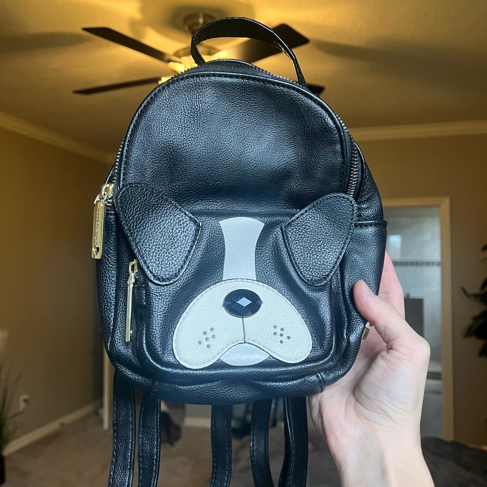 Black and White Dog Face Mini Backpack